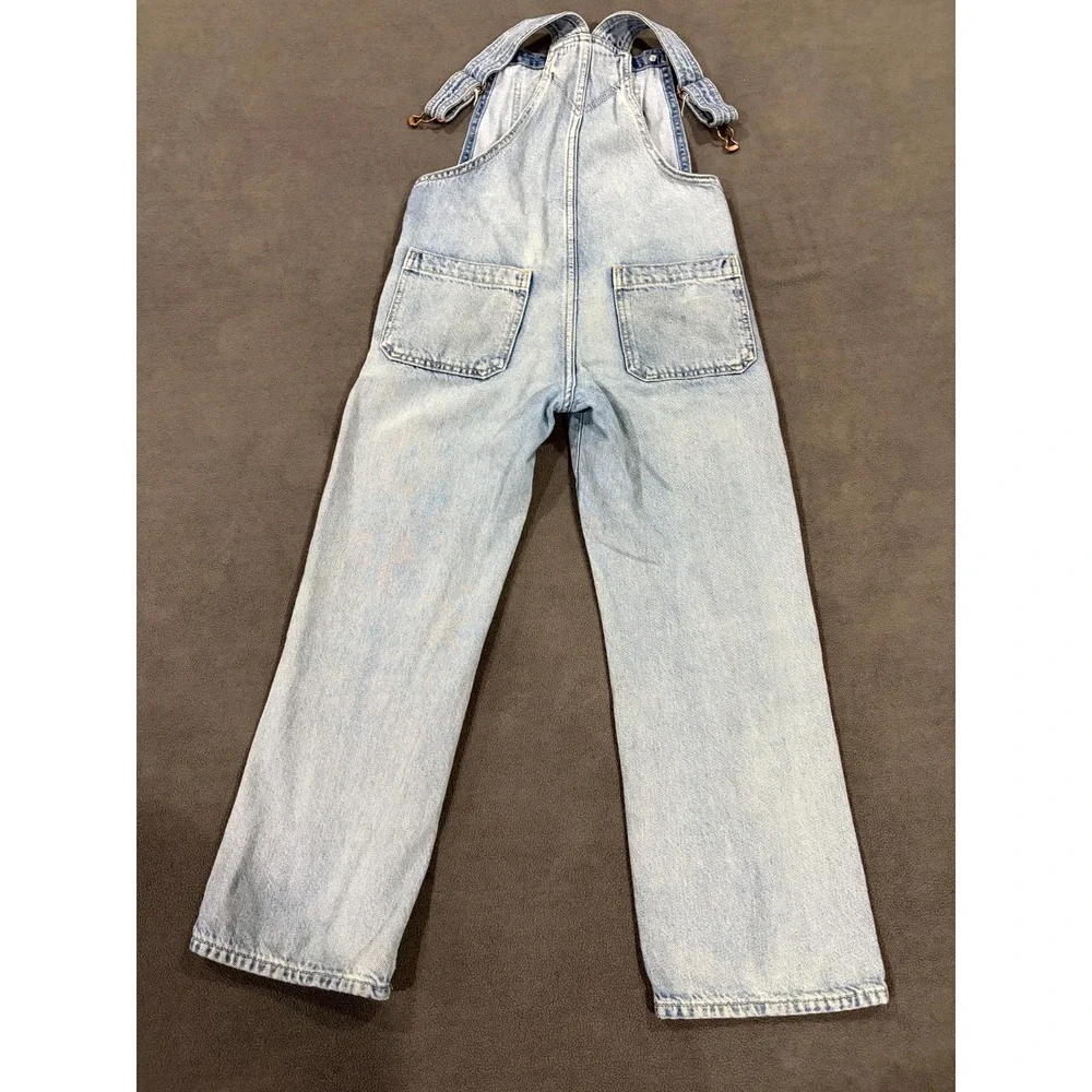 Gap Bib Overalls Girls L (10) Blue Denim Cotton Medium Wash Straight Leg Rugged‎
